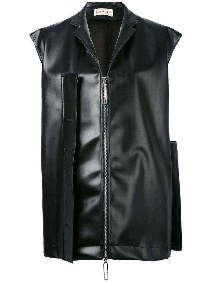 Marni Oversized Flap Detail Gilet - Black
