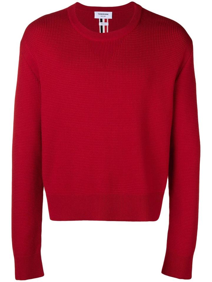 Thom Browne Center-back Intarsia Boxy Pullover - Red