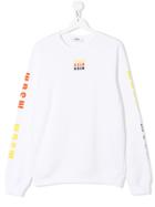 Msgm Kids Teen Triple Logo Print Sweatshirt - White