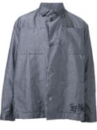 Selfmade By Gianfranco Villegas Patch Pocket Shirt Jacket, Men's, Size: 48, Grey, Cotton