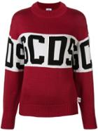 Gcds Logo Stripe Sweater - Red