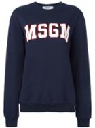 Msgm Logo Print Sweatshirt, Women's, Size: Xxs, Blue, Cotton