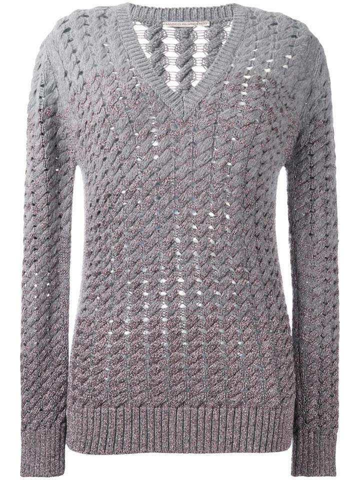 Marco De Vincenzo V-neck Open Knit Jumper - Grey