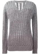 Marco De Vincenzo V-neck Open Knit Jumper - Grey