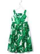 Dolce & Gabbana Kids 'botanical' Banana Leaf Print Dress, Girl's, Size: 12 Yrs, White