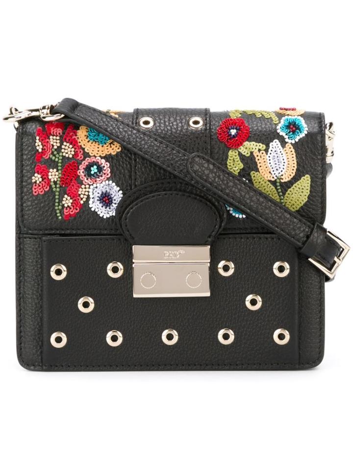 Red Valentino Embellished Cross Body Bag, Women's, Black, Pvc/metal/calf Leather