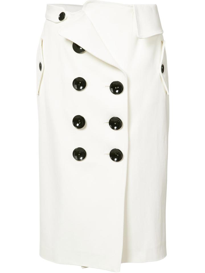Monse - Front Button Skirt - Women - Silk/cotton/viscose - 4, White, Silk/cotton/viscose