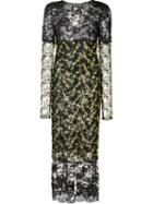 Monique Lhuillier Lace Midi Dress, Women's, Size: 10, Black, Silk