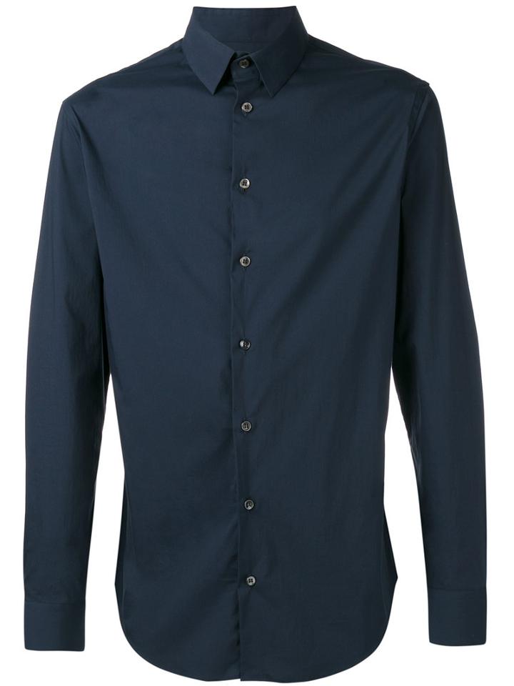 Giorgio Armani Buttoned Shirt, Men's, Size: 40, Blue, Cotton/polyamide/spandex/elastane