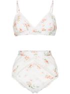 Zimmermann Heathers Floral Print Lace Detail Bikini Set - White