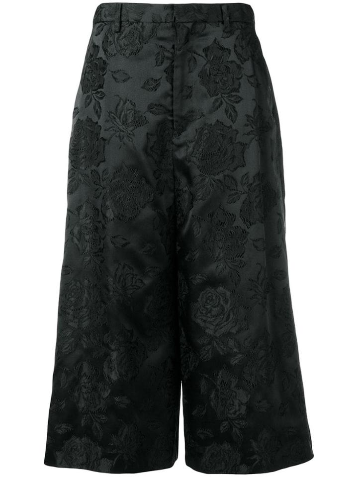 Comme Des Garçons Noir Kei Ninomiya Floral Wide Leg Trousers - Black