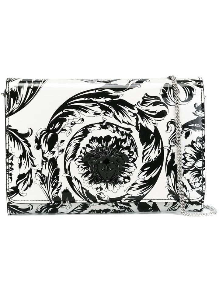 Versace 'palazzo Medusa' Patent Foldover Clutch, Women's, White