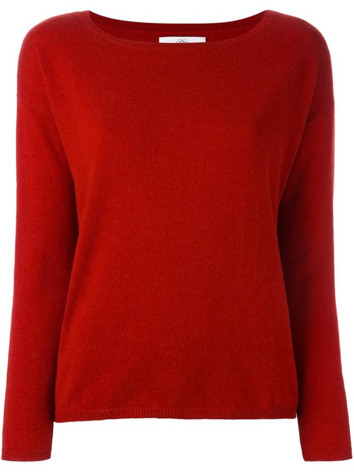 Allude Boat Neck Sweater, Women's, Size: Medium, Red, Cashmere