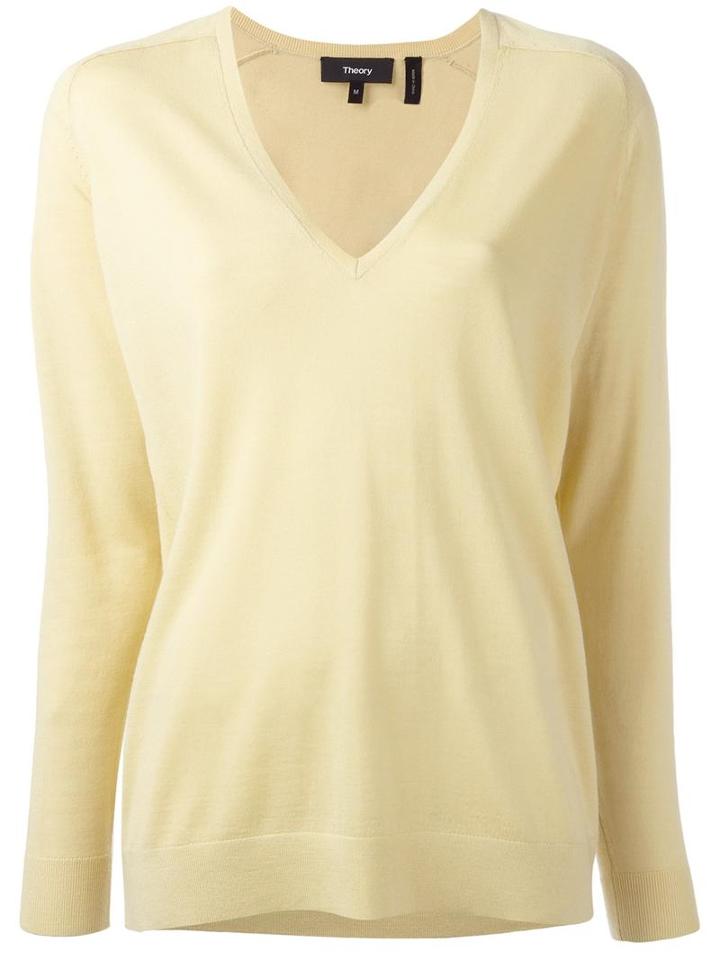 Theory V-neck Jumper, Women's, Size: Medium, Yellow/orange, Merino