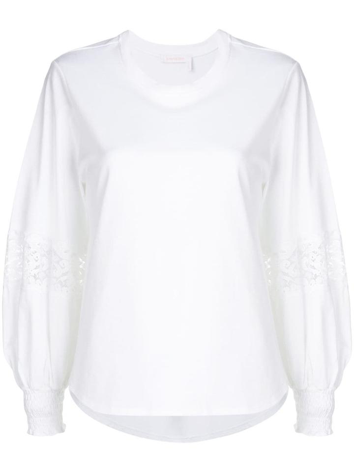 See By Chloé Lace Insert Balloon Sleeve Blouse - White