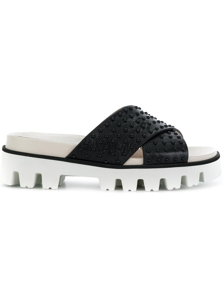 Red Valentino Cross Front Slides - Black
