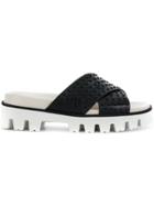 Red Valentino Cross Front Slides - Black