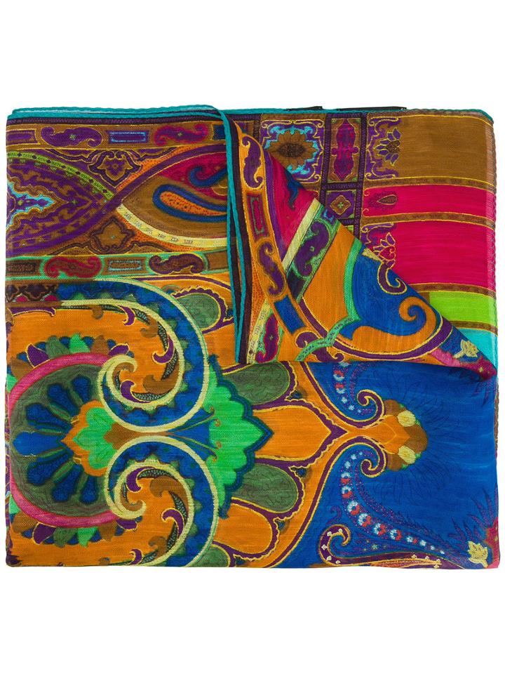 Etro Multi-patterned Scarf, Men's, Silk/linen/flax