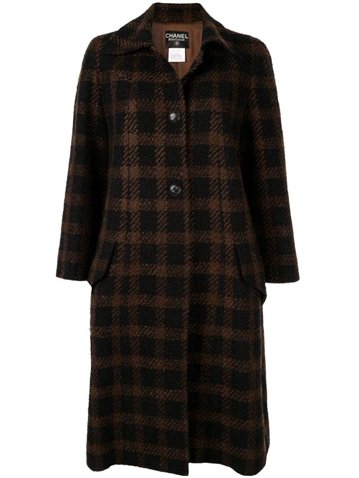 Chanel Pre-owned Cc Long Sleeve Tweed Coat - Brown