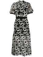 Self-portrait Floral Lace Flared Dress - Black