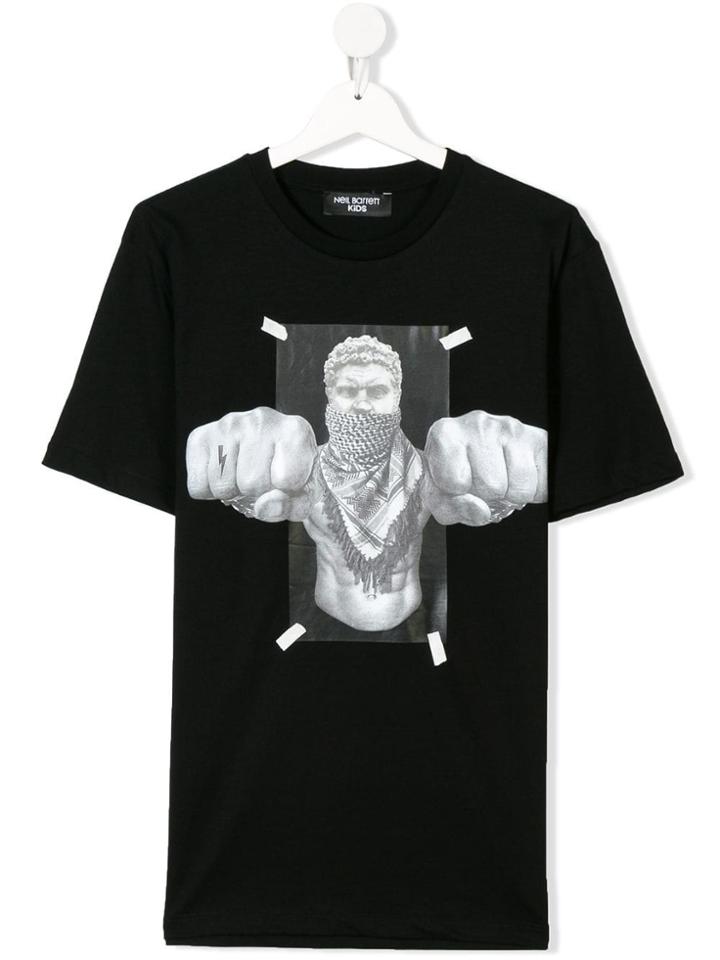 Neil Barrett Kids Boxing Brutus Hybrid Print T-shirt - Black