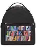 Fendi Logo Print Backpack - Black