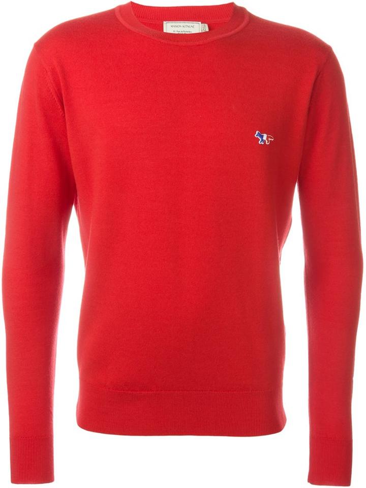 Maison Kitsuné Crew Neck Jumper, Men's, Size: Xs, Red, Merino