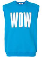 Msgm Wow Print Sleeveless Sweatshirt - Blue