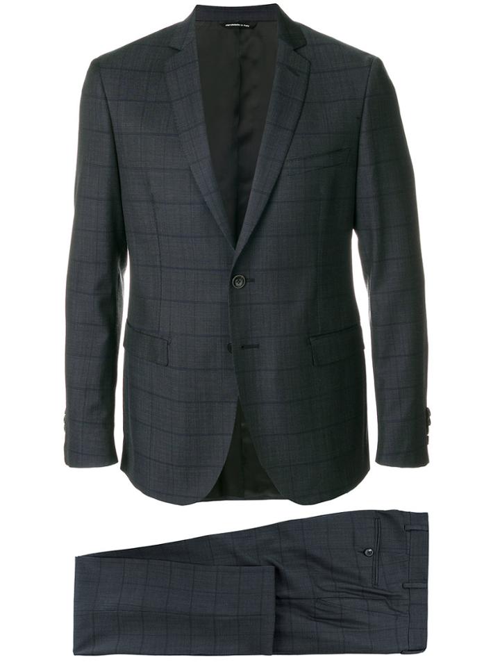 Claudio Tonello Grid Stitched Two Piece Suit - Blue