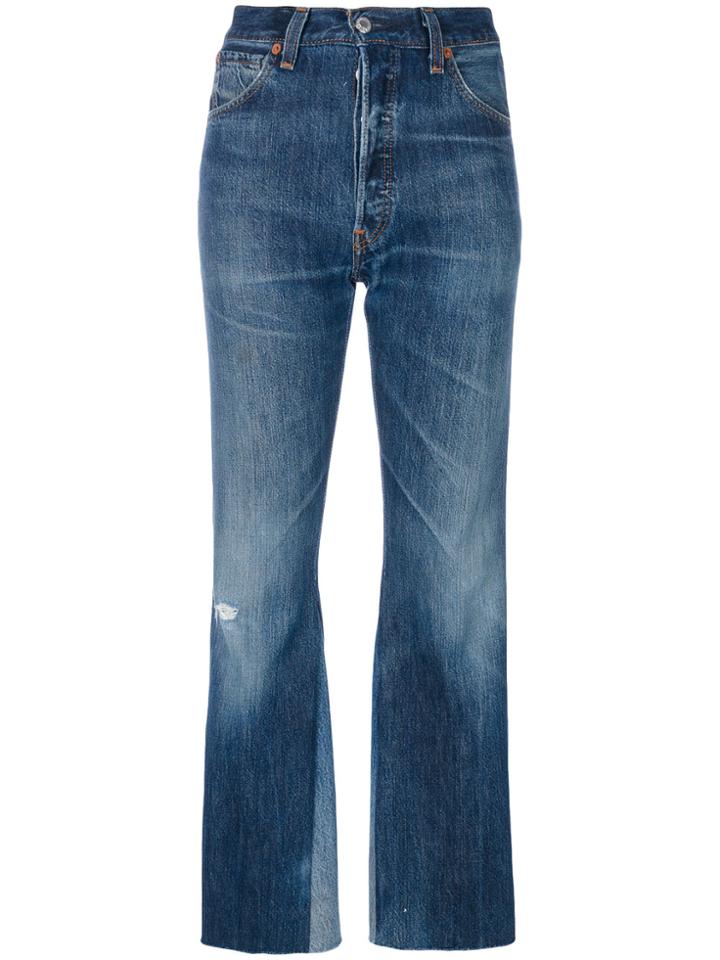 Re/done Wide Leg Cropped Jeans - Blue