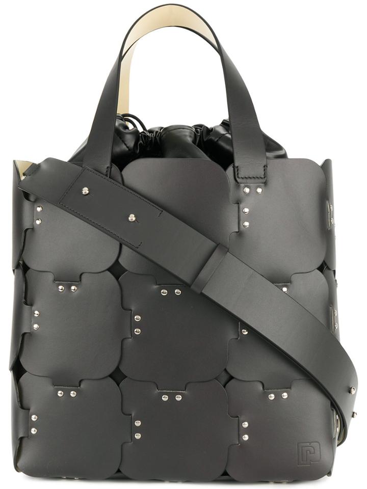 Paco Rabanne Studded Panel Tote Bag - Black