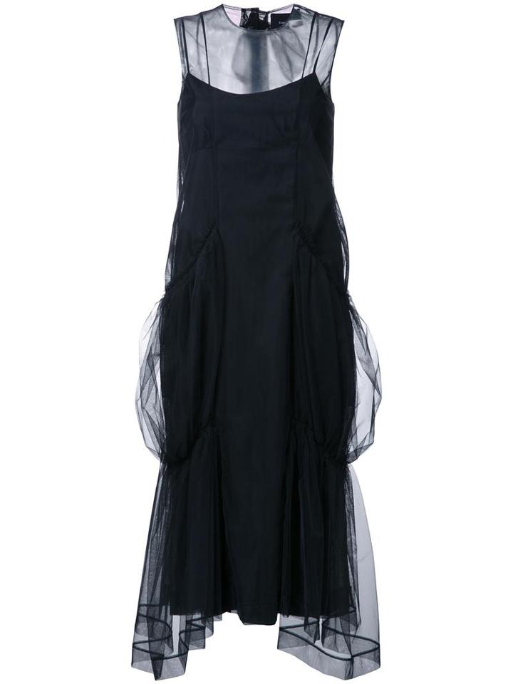 Simone Rocha Sheer Flared Dress, Women's, Size: 6, Black, Acetate/polyester/spandex/elastane