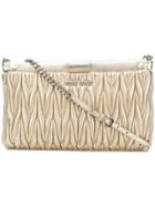 Miu Miu Quilted Logo Clutch Bag - Metallic
