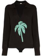 Rixo Palm Tree Print Knit Jumper - Black