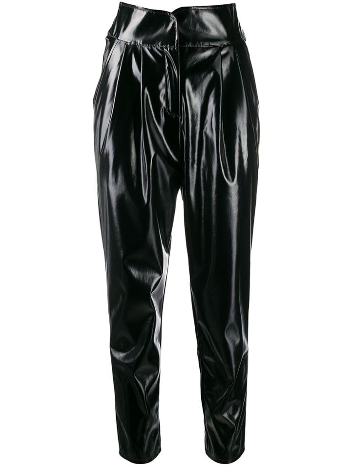 Laneus Plastic-effect Trousers - Black