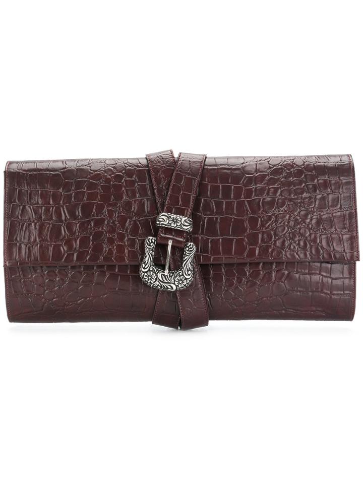 Mm6 Maison Margiela Crocodile Effect Clutch - Brown