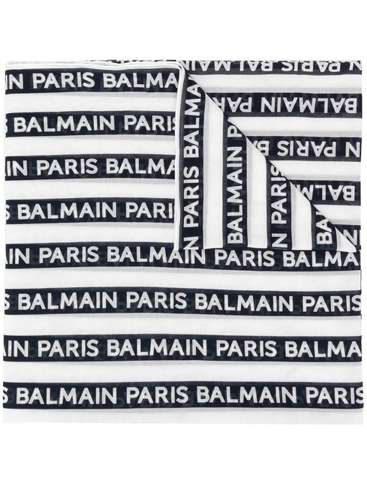 Balmain Printed Logo Scarf - Blue