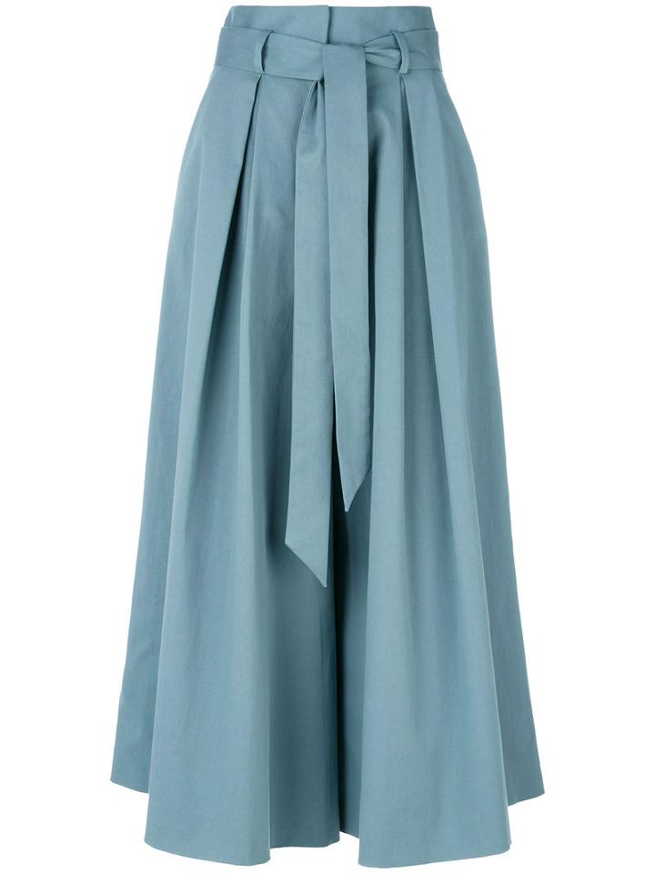 Temperley London - Tie Waist Culottes - Women - Cotton/spandex/elastane - 10, Blue, Cotton/spandex/elastane