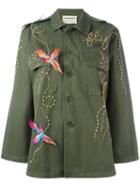 Night Market - Birds Studded Jacket - Women - Cotton/polyester/metal/glass - One Size, Women's, Green, Cotton/polyester/metal/glass