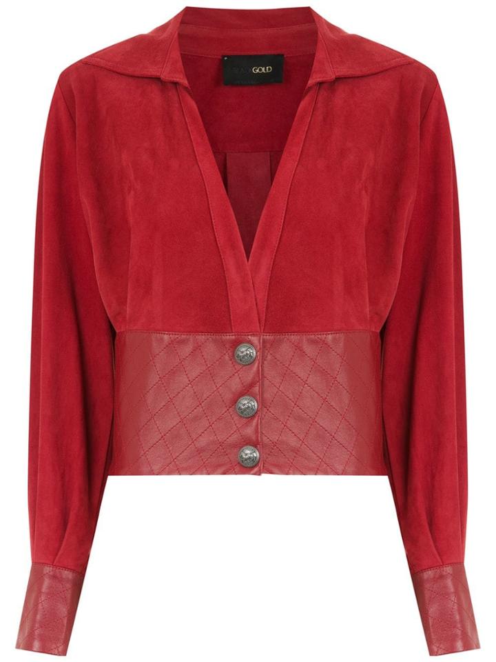 Andrea Bogosian Buttoned Leather Blouse - Red