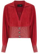 Andrea Bogosian Buttoned Leather Blouse - Red