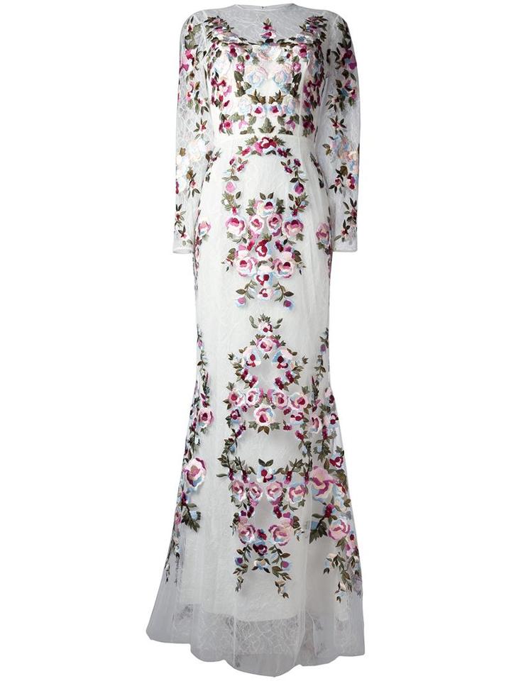 Zuhair Murad Floral Lace Dress, Women's, Size: 42, White, Silk/polyamide