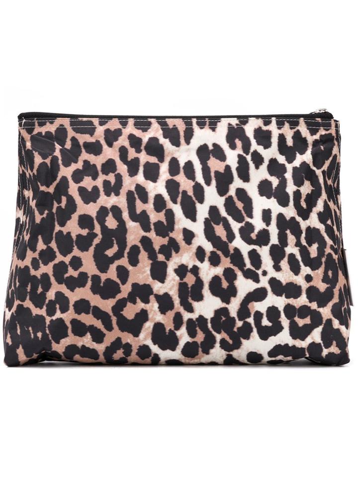 Ganni Leopard Print Makeup Bag - Black