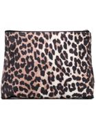 Ganni Leopard Print Makeup Bag - Black