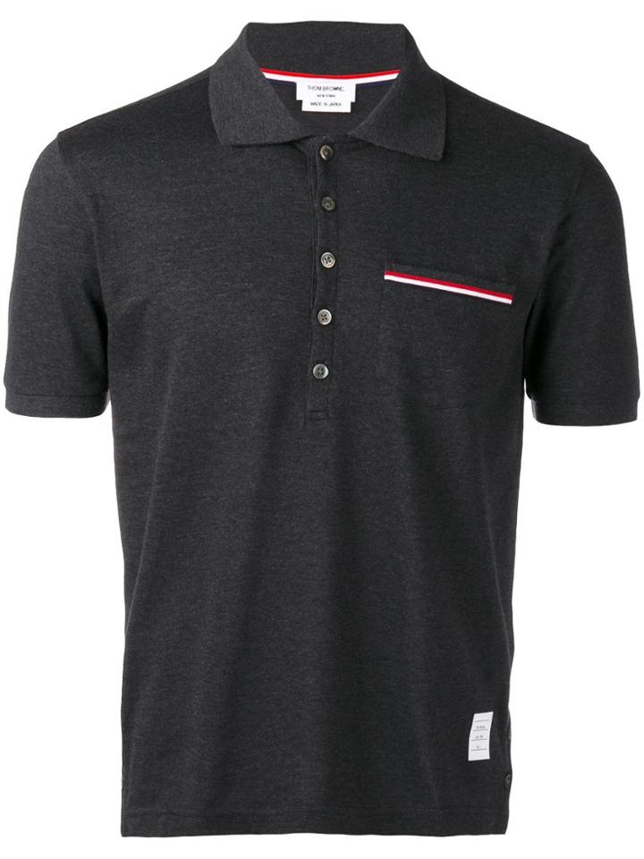Thom Browne Short Sleeve Polo Shirt In Dark Grey Pique