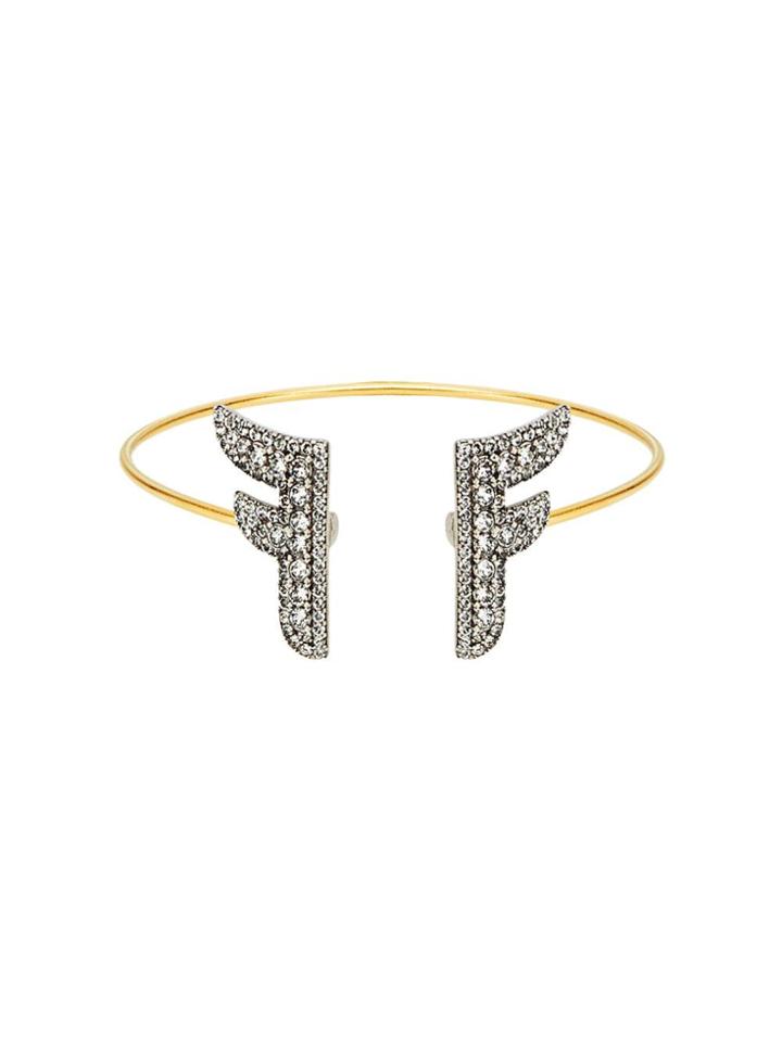 Fendi Crystal Embellished Bracelet - F179a-burattato Gold +vint