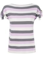 Emporio Armani Striped T-shirt, Women's, Size: 46, Pink/purple, Viscose/polyester