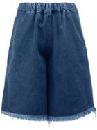 Marques'almeida Raw Hem Denim Shorts, Women's, Size: 6, Blue, Cotton