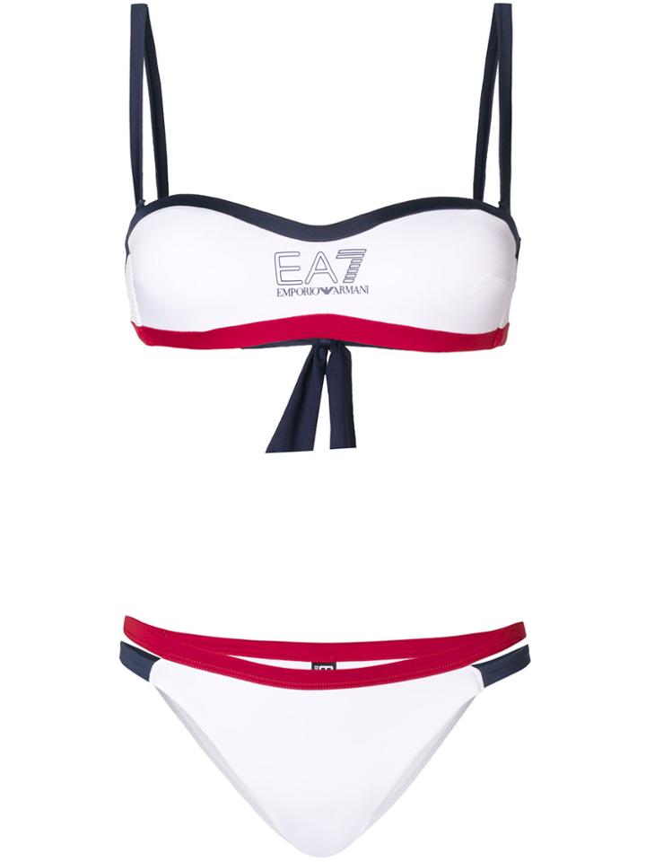 Ea7 Emporio Armani Contrast Trim Bikini - White