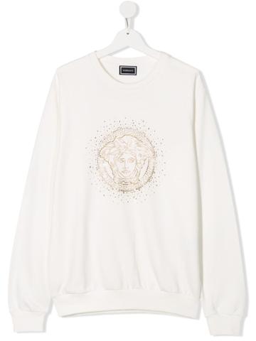 Young Versace Embellished Medusa Sweatshirt - White
